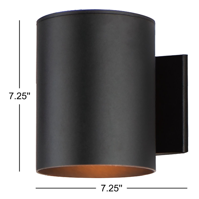 Applique murale d'extérieur à 1 ampoule Barbara H 7,25 po, Noir