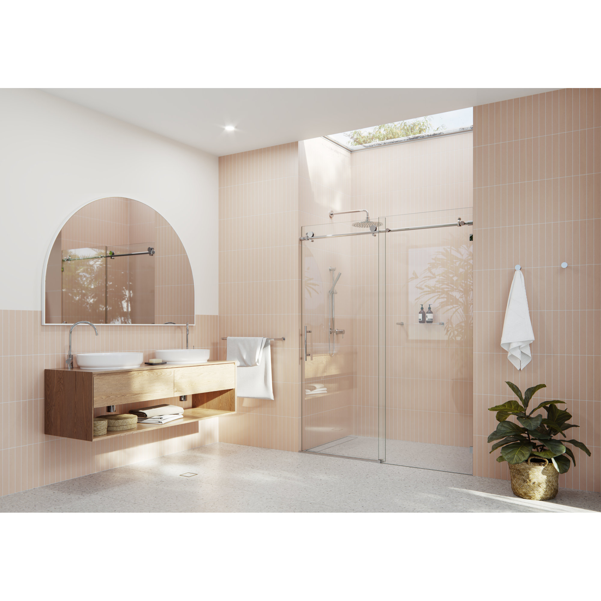 Eclipse 56 - 60 in. x 78 in. Fully Frameless Sliding Shower Door, Polished Chrome
