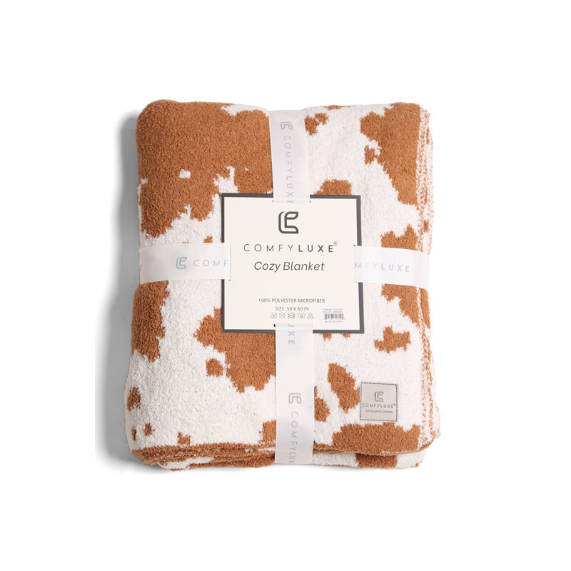 Cow Pattern Luxury Soft Throw Blanket, Brown