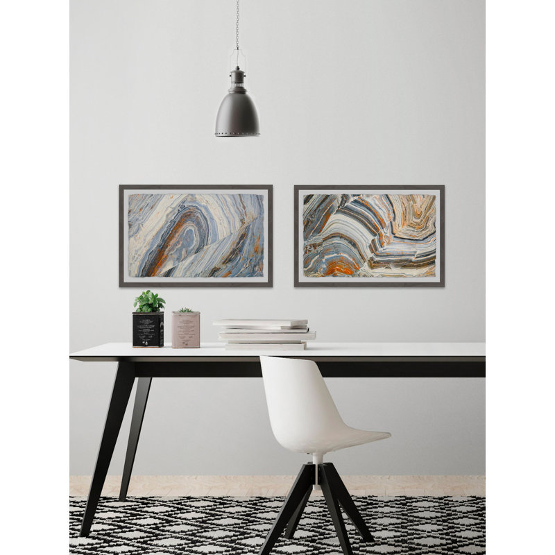 Techtonic Diptych - ensemble de 2 reproductions d'art sur papier encadré, H 16 po x l 24 po x L 1,5 po