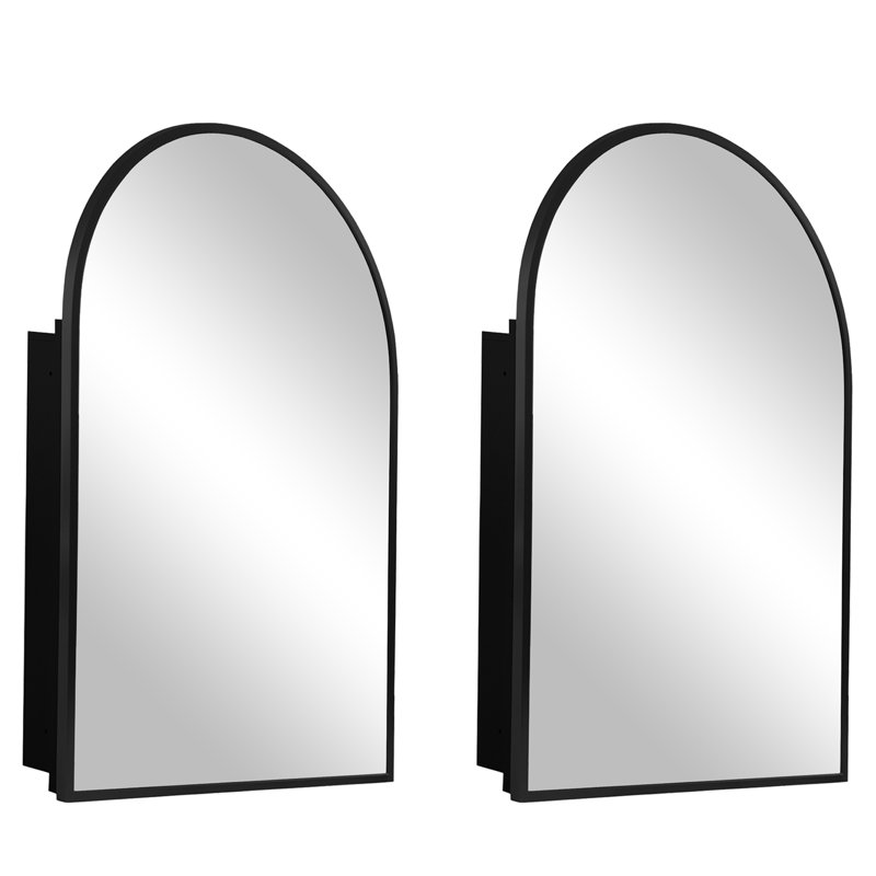 36" H X 24"W Recessed Medicine Cabinet With Mirror, Black