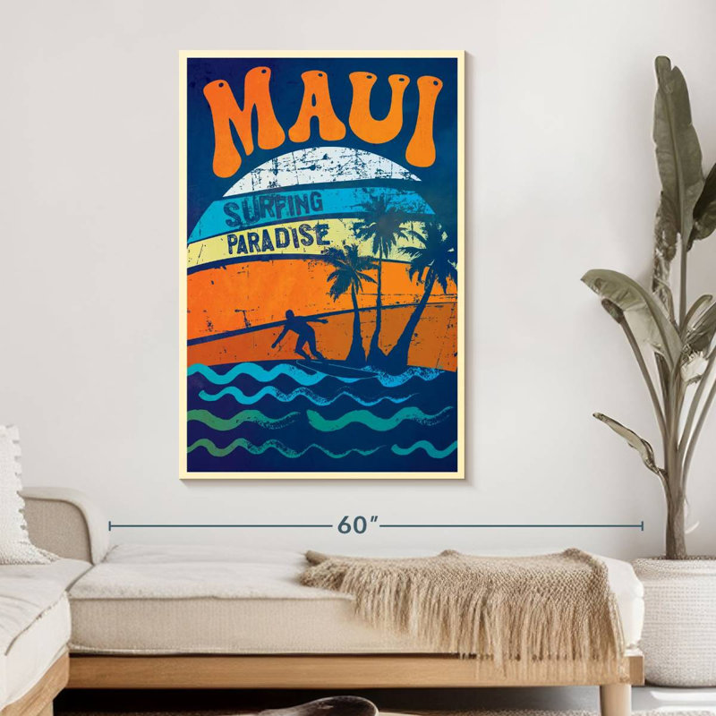 Maui Surfing Paradise sur toile, H 48 po x l 32 po x P 1,25 po