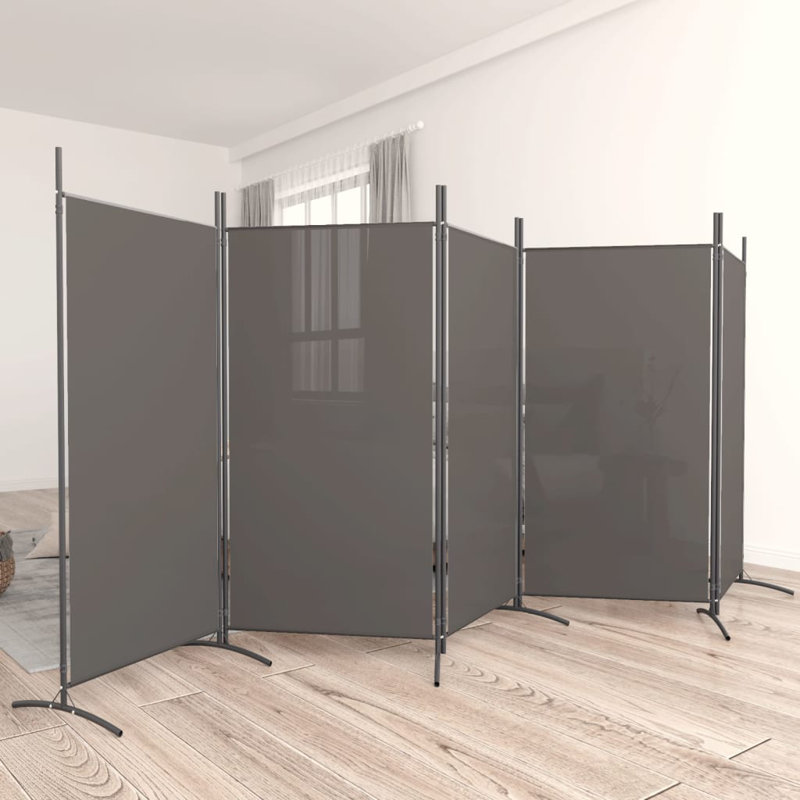 346cm W x 52cm H 4 - Panel Folding Room Divider, Anthracite