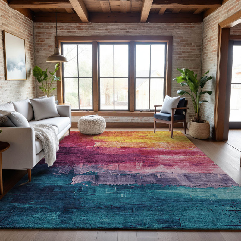 Premium Machine Washable Elize AMF1473 Abstract Rug, Rectangle 5' x 7'6"
