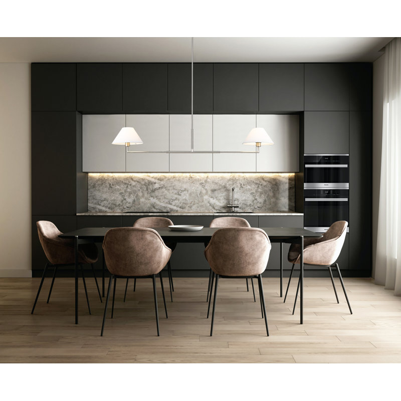Lustre à 2 lumières avec abat-jour Ryckman, Nickel brossé