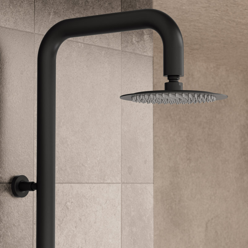 Douche d'extérieur murale en acier inoxydable 316 de 63,15 po H, Noir mat