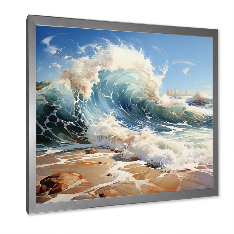 Photo de plage Coastal Symphony V, H 24 po x l 24 po x P 1 po, Cadre simple argenté