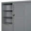 Grand lit escamotable mural avec placard, tiroirs et tablettes, gris