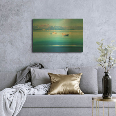 «Gold Decks, Sorrento» par Craig Trewin, art mural en métal doré, 36 po x 24 po