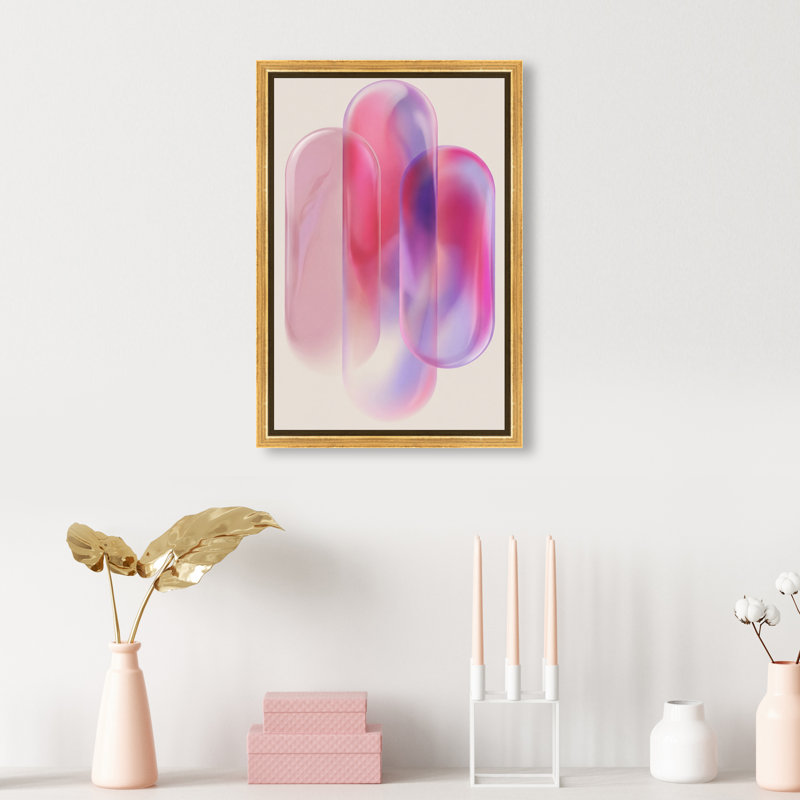 Pink Topaz Gradient Print by Oliver Gal, 37"H x 25"W, Gold Floater Frame