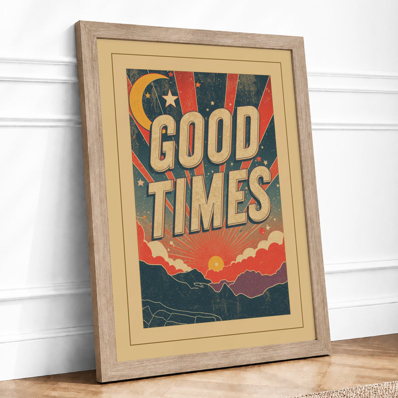Good Times Retro - Framed Print, A2 - 59.4 x 42.0 cm, Oak
