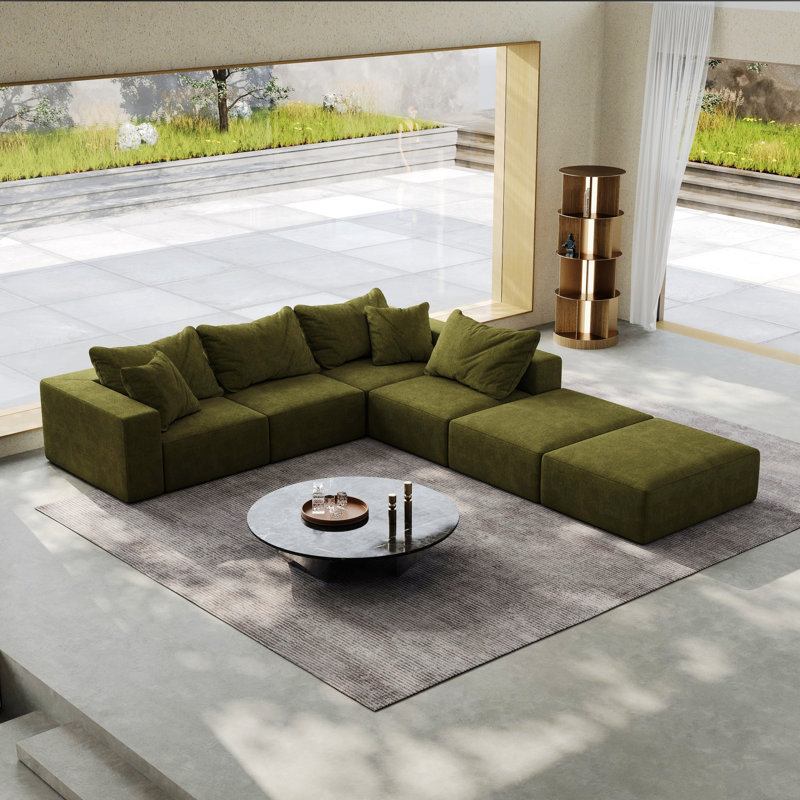 Canapé modulaire rembourré, canapé modulaire désossé avec coussins, canapé moderne pour la maison, Vert