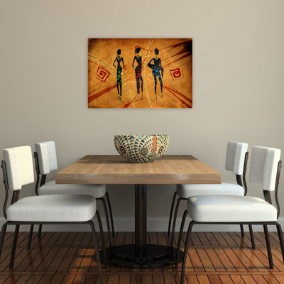 African Tribal Women Abstract Modern Rustic Wall Art Print