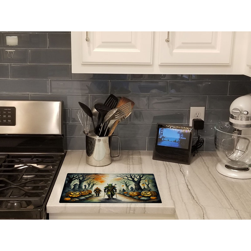Orcs Spooky Halloween Glass Cutting Board Large
