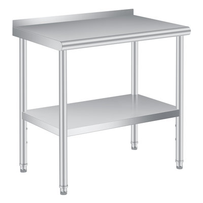 30" x 24" Stainless Steel Work Table with Wheels & Adjustable Undershelf – Commercial Prep Table with Backsplash, Rolling Food Workstation for Kitchen, Restaurant – Silver