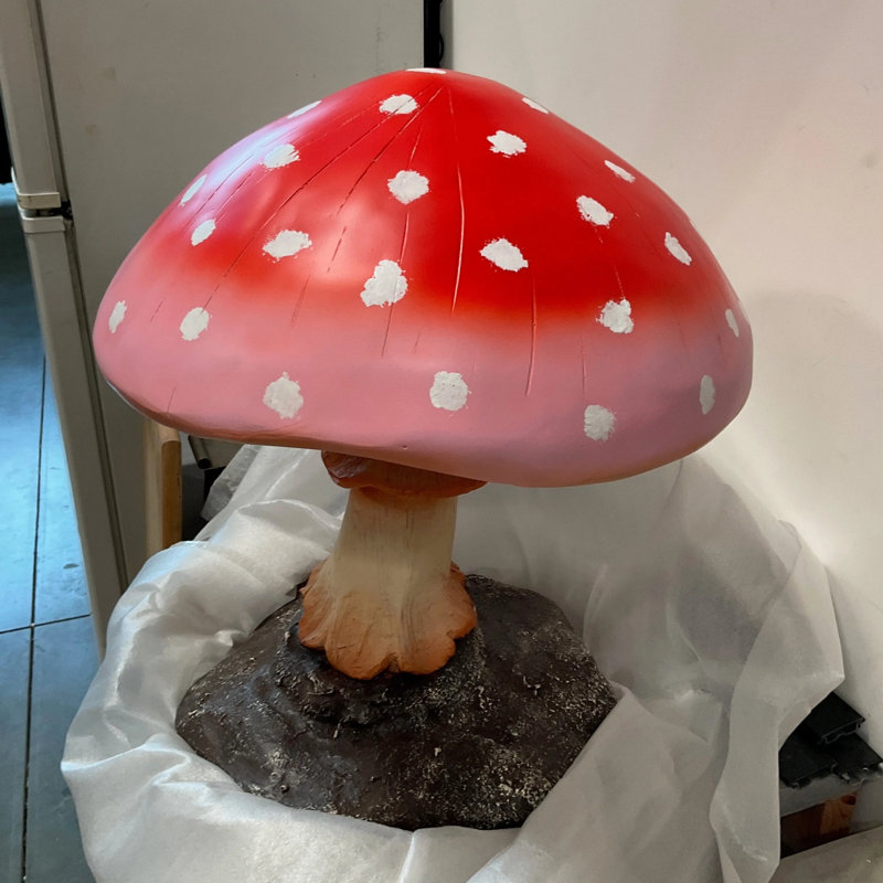 Small Pink Mushroom Over Sized Statue