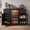  Armoire à café avec mini réfrigérateur et rangement pour le vin, buffet pour la cuisine et la salle à manger, l 55,1 po noir
