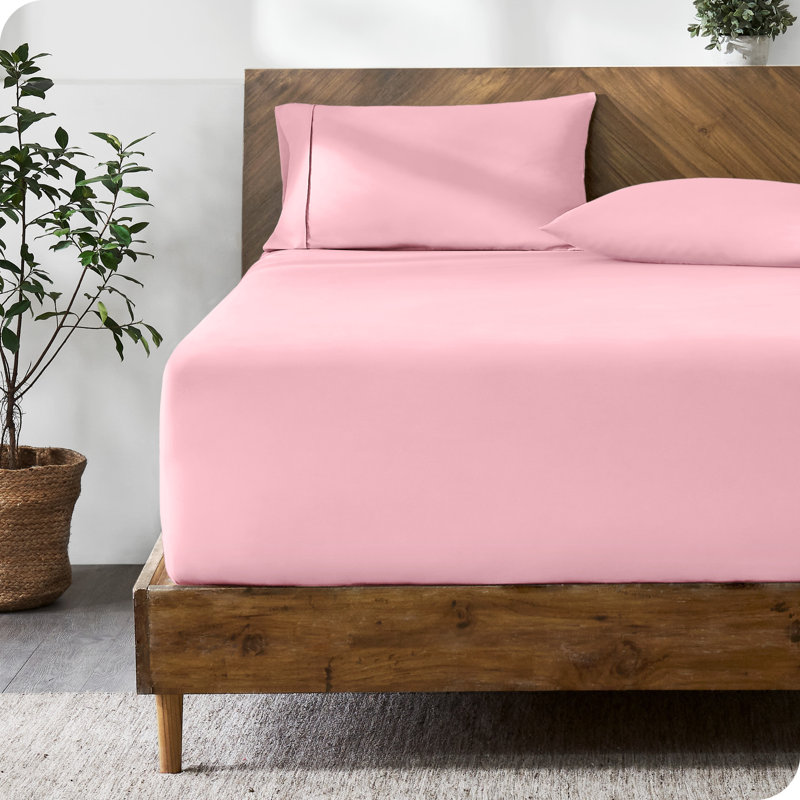Extra Deep Microfiber Fitted Sheet, Twin XL Fitted Sheet, Light Pink