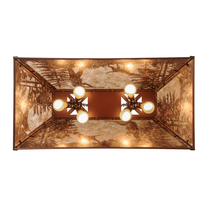 Rustic Lodge 6 - Light Pendant, 12" H x 33" W x 17" D, Rust, Rust