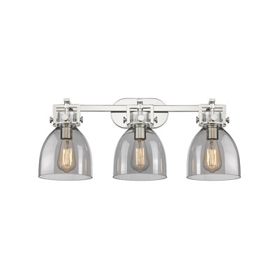 Newton Bell - 2 Light - 17 inch - Polished Nickel - Seedy Shade - Bath Vanity Light