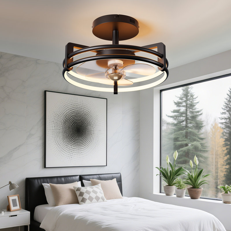 16 inch Ceiling Fan With Light and Fan, Black