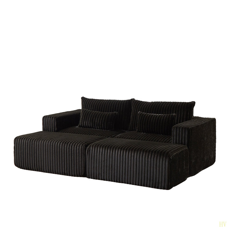 Oversized Sectional Lounge Chaise,No Assembly Required,Cloud Plush Loveseat With Two Removable Footstool,Fluffy Modern Sleeper Chair For Indoor Living Room Bedroom