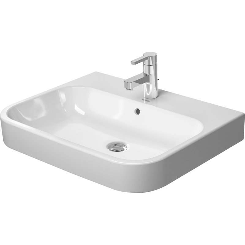 Lavabo de salle de bain mural en céramique avec trop-plein Duravit Happy D.2