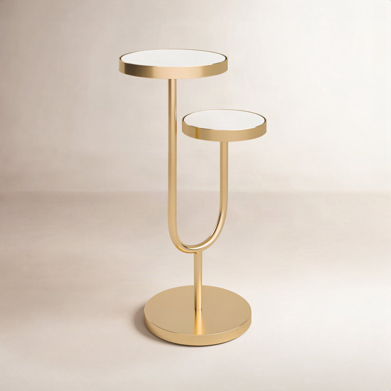 Ericson Mirrored Glass Top End Table, Gold