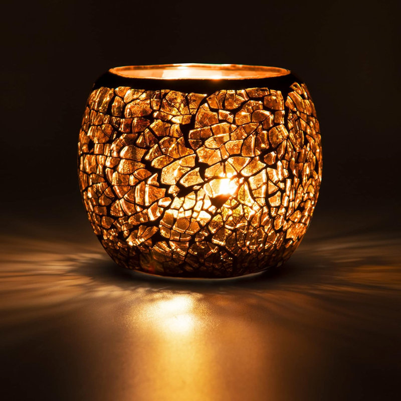 Porte-bougie en verre Amber