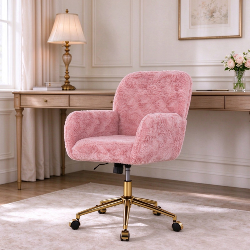 Everly Quinn Velvet Task Chair, Pink
