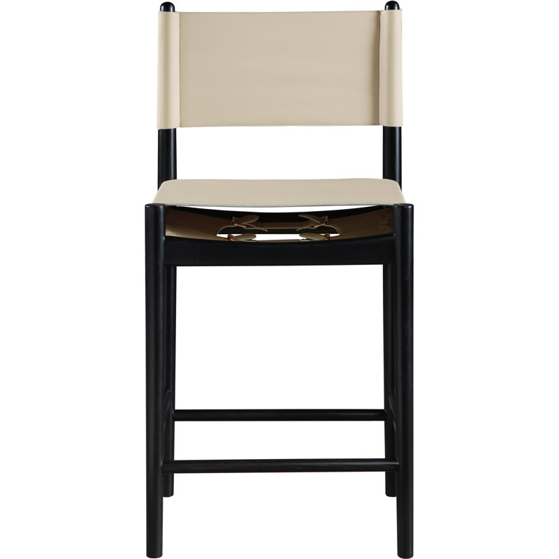 Tabouret de bar Rawlins, Cuir végétalien beige, Noir