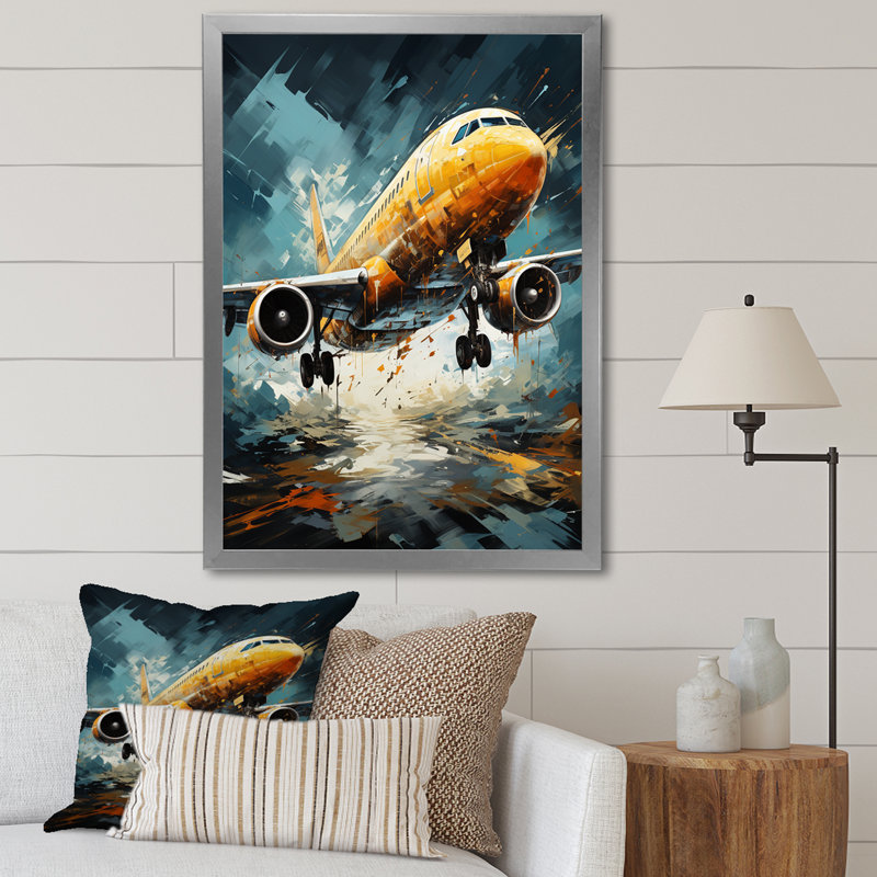 Orange Aerodynamics Plane - Plane Canvas Prints, Cadre photo argenté, H 44 po x l 34 po x P 1,5 po