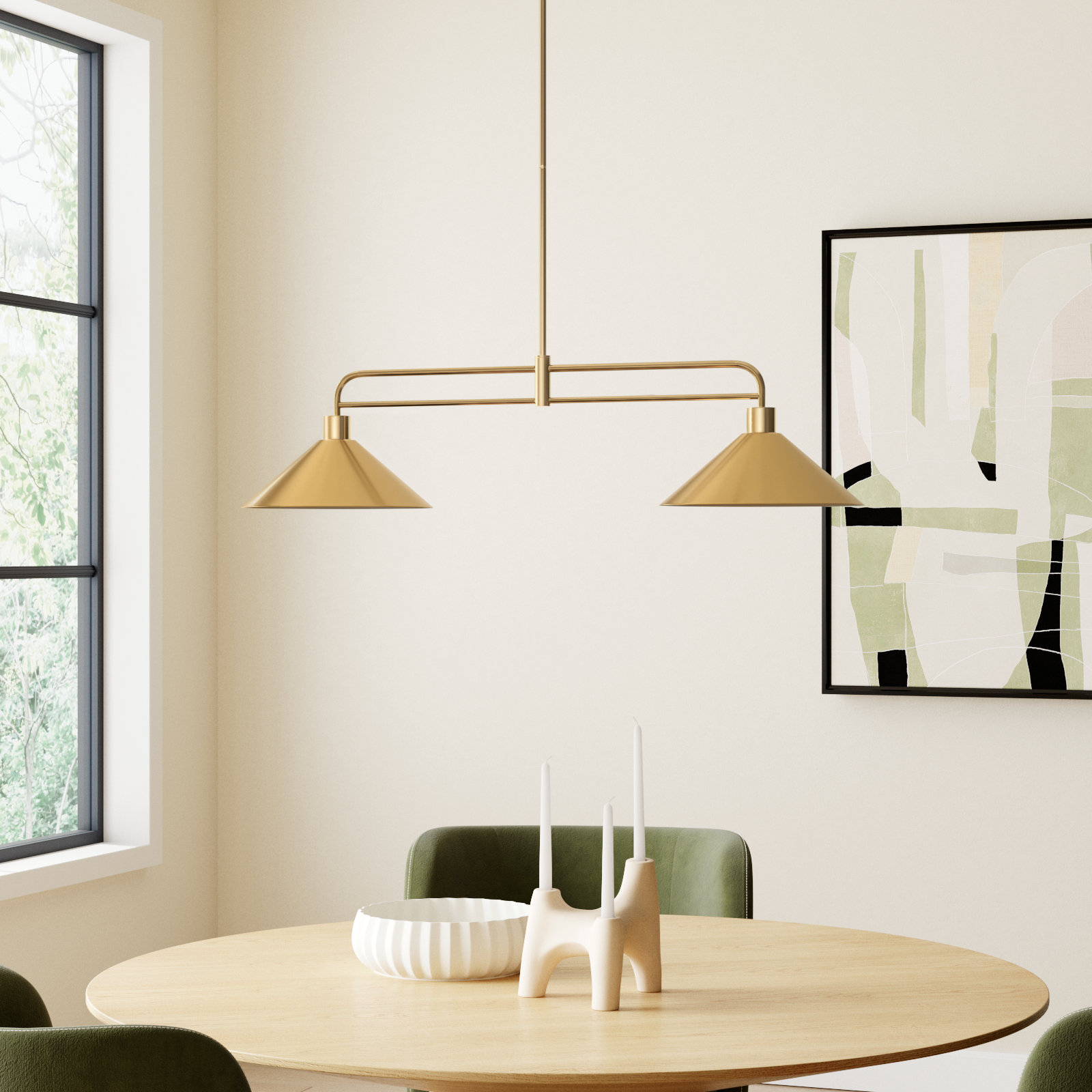 Fayra Dimmable 2-Light Pendant, Antique Gold