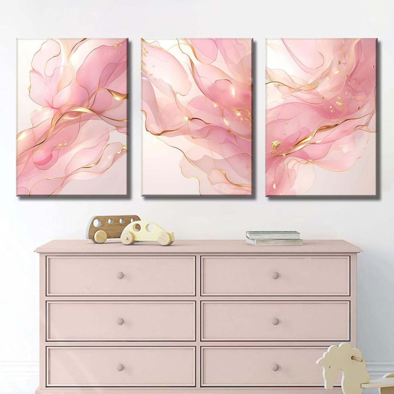 Pink Marble Abstract Canvas Wall Art Pink Abstract Marble Wall Decor Pictures Neutral Modern Minimalist Posters Prints For Living Room Bedroom Home Decoration