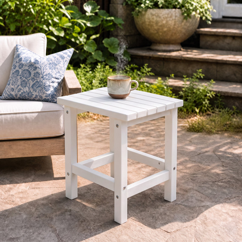 Table d'appoint 17 po rectangulaire PEHD, Blanc