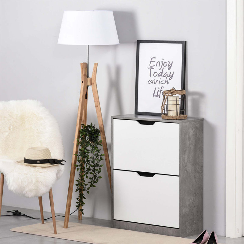 Flip Down Shoe Storage, Grey/White