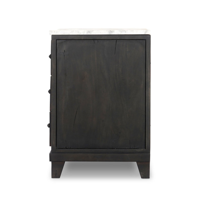 Odette Nightstand-antique Belgium Bleach, Dark Reclaimed/White Statuario Marble