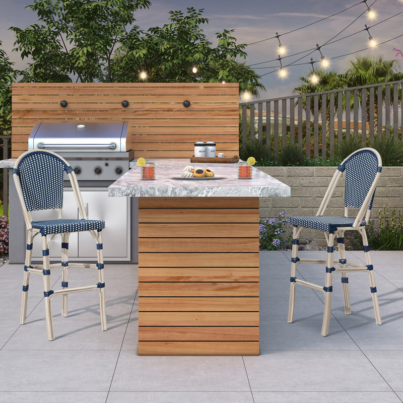 Tabouret de bar 30 po, Bleu royal/blanc
