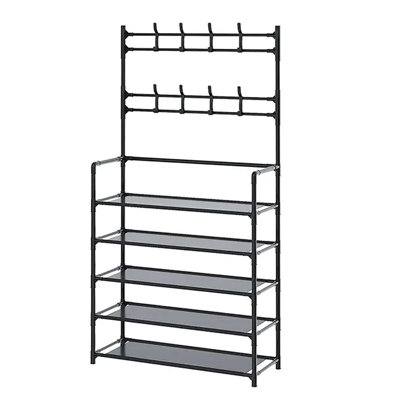 Freestanding Coat Rack with Shelves