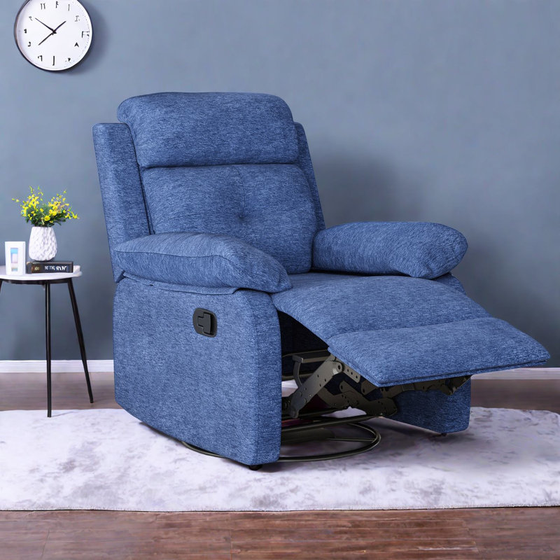 Fauteuil inclinable compact en métal bleu, pivotant moderne pour le salon