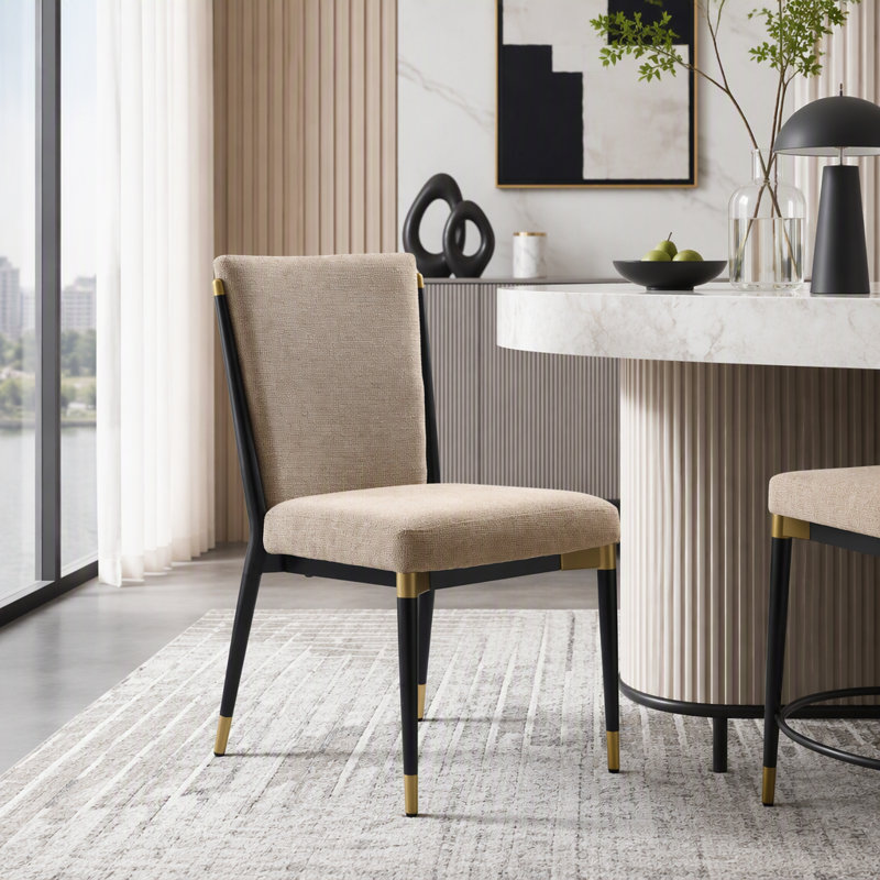 Chaise moderne sans accoudoirs, Noir et brun