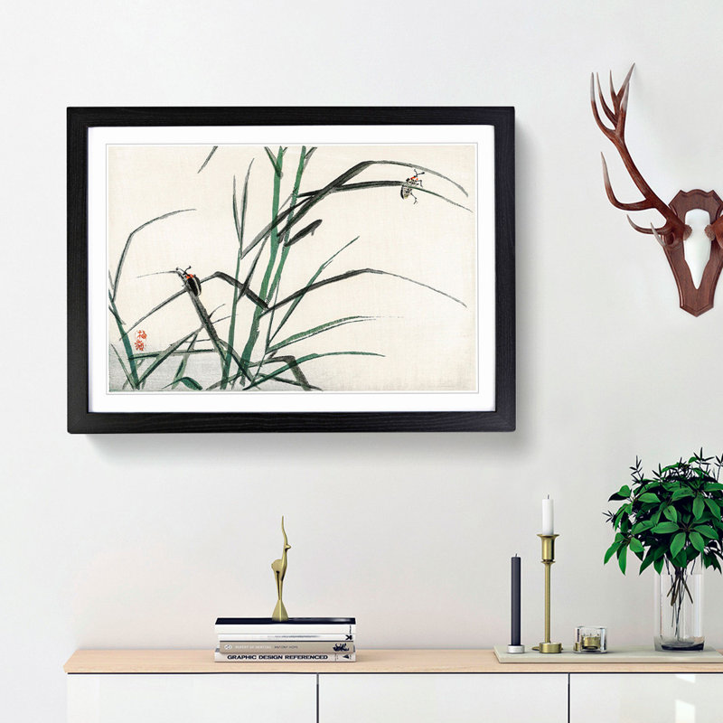 Beetles by Kono Bairei - Picture Frame Painting Print, 62cm H x 87cm W x 2cm D, Black Framed
