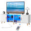 Meuble télé en bois pour téléviseur de 75 po ou moins avec lumière DEL et station de charge, console multimédia Coastal, meuble de rangement multimédia avec 2 portes, meuble télé avec éclairage, cadeau