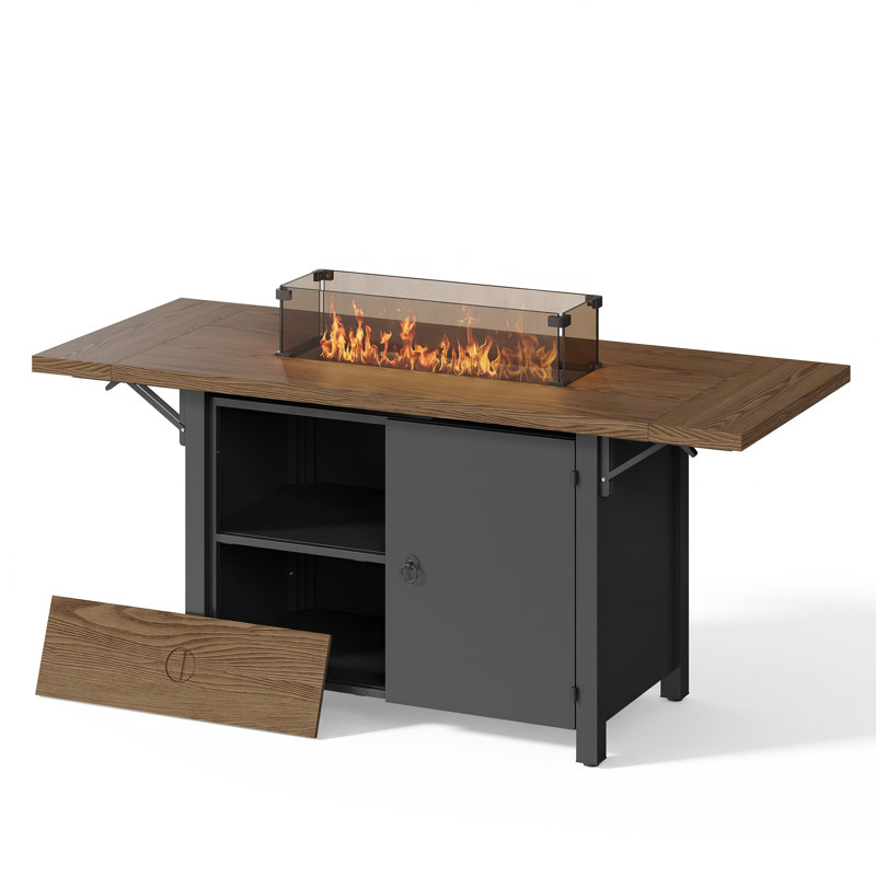 Table de foyer extensible 55 po 50 000 BTU 55 po avec couvercle et certification CSA, Black