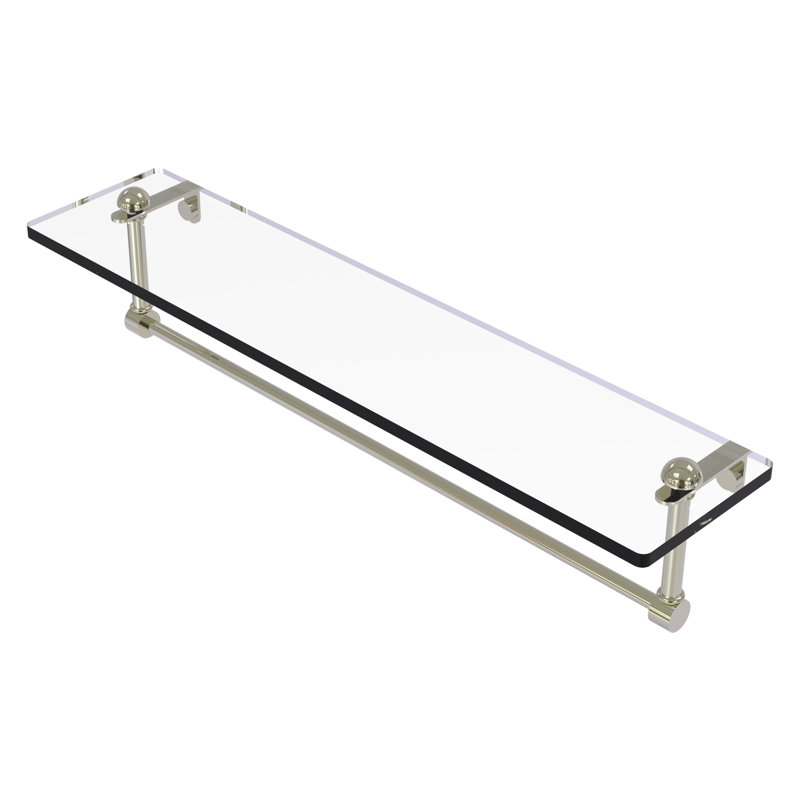 Gober Bracket Shelf with Towel Bar, 22", Polished Nickel