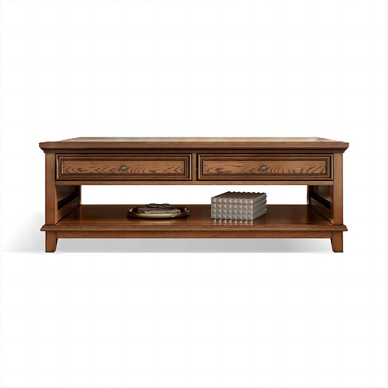 Table basse brune en bois massif et manufacturé, H 20,08 po x L 51,18 po x l 27,56 po