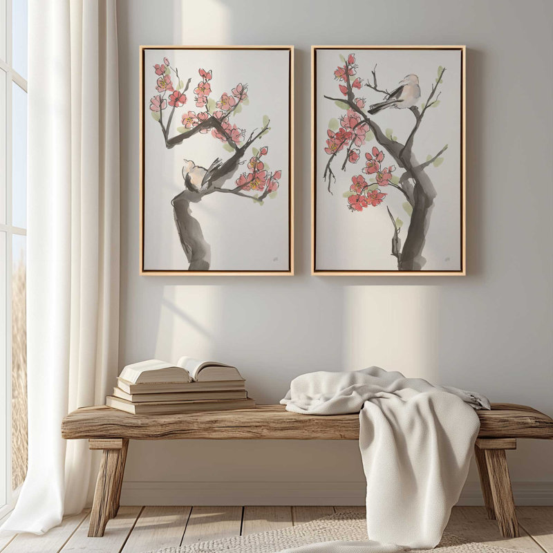 Perchoir silencieux, ensemble de 2 impressions, 36 po x 24 po, Toile avec cadre, Noir satiné