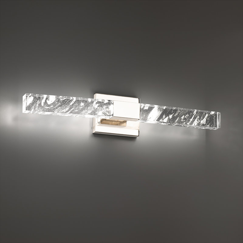 Baton 2 Light Crystal LED Wall Sconce, Polished Nickel