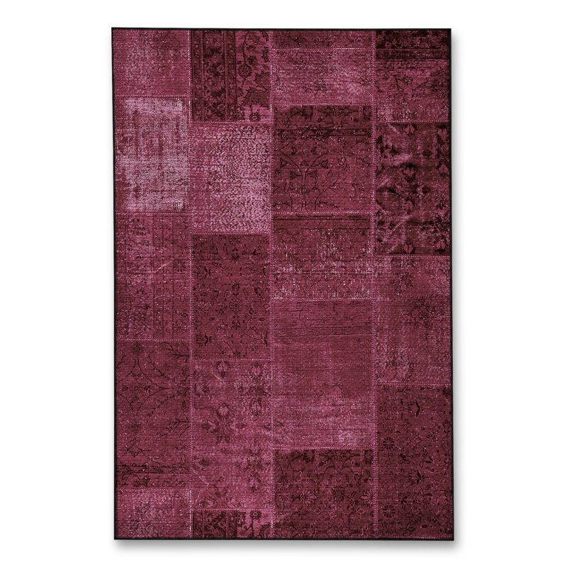 Tapis mauve tissé à motif patchwork lavable Mosso, 6'7" x 9'10"