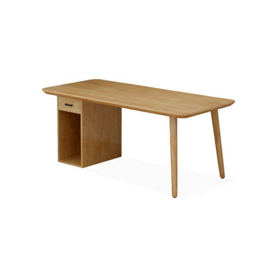 Wood Color Rectangular Solid Wood With 1 Drawers Desks